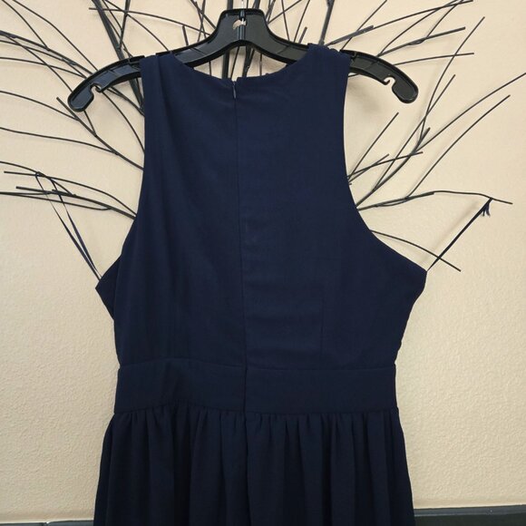 NWT Pink Boutique sz 14 criss cross front with cut out belly blue maxi gown - Picture 3 of 5